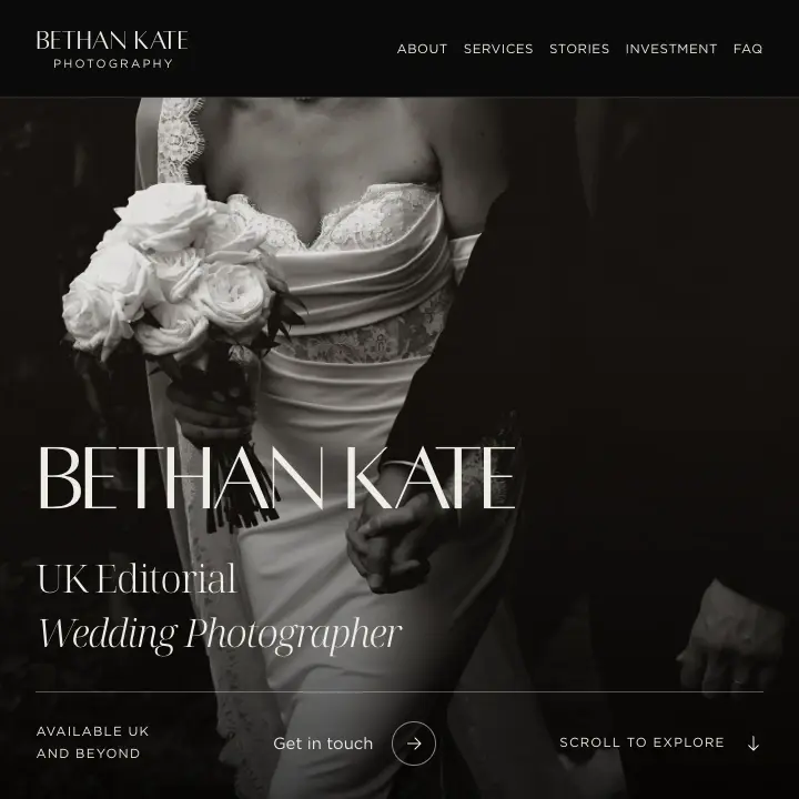 Bethan Kate Photography interface