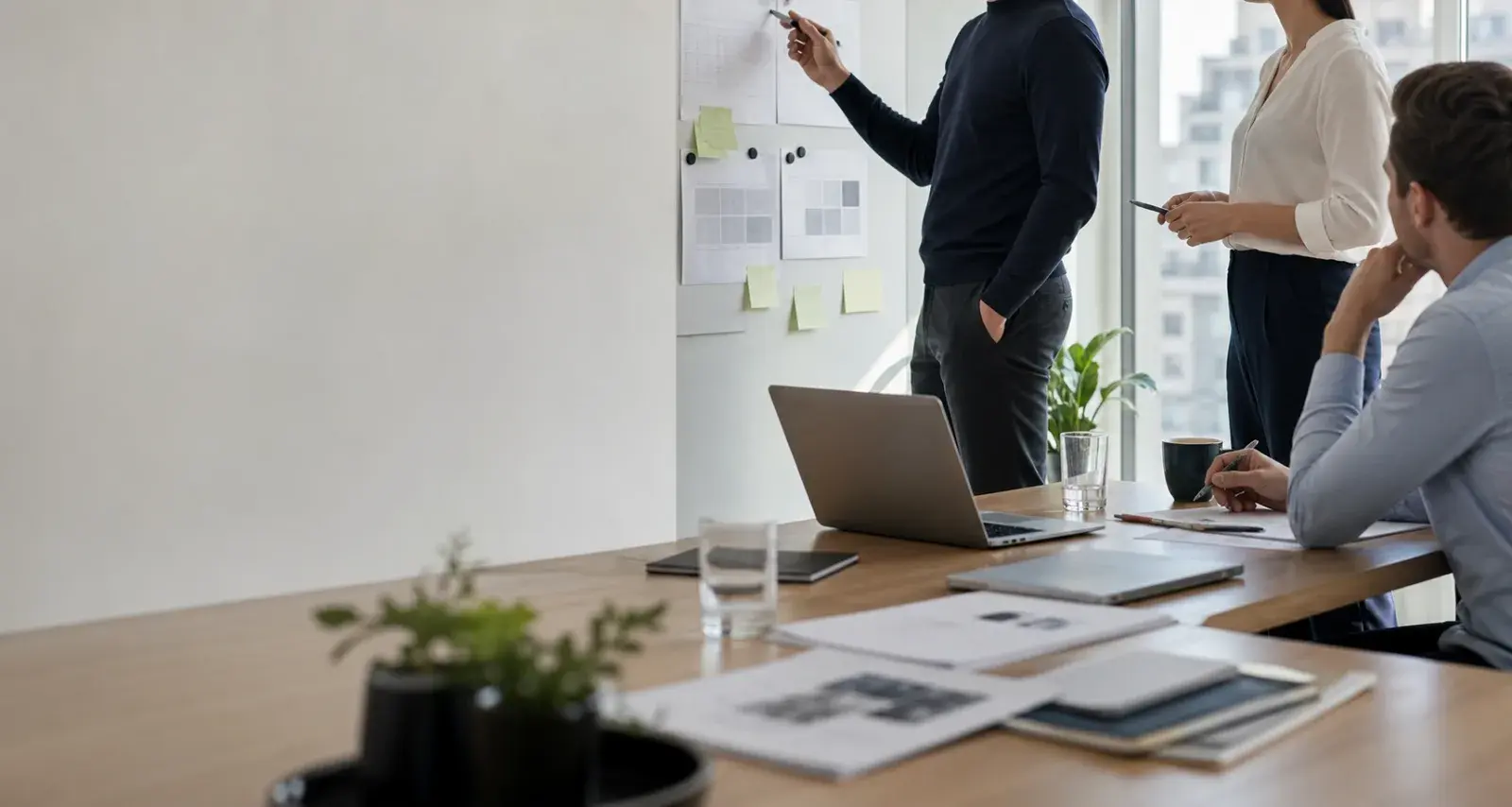 Professional advisory workspace with strategy notes